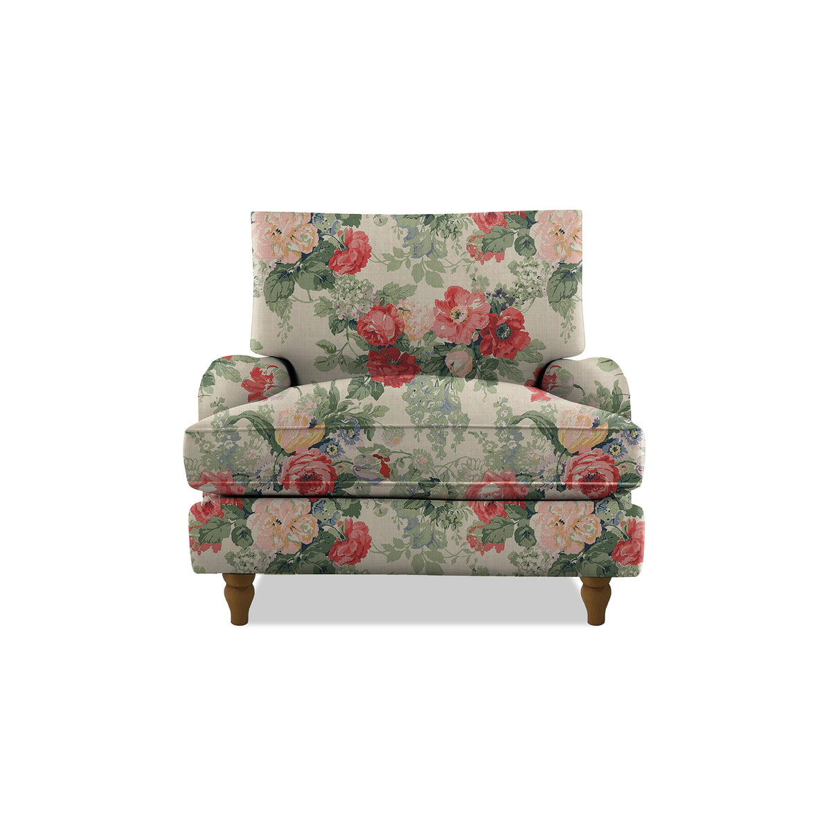 Isobel Armchair with Big Back Cushion in Natural Linen Classic Rose
