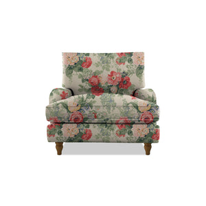 Isobel Armchair with Big Back Cushion in Natural Linen Classic Rose