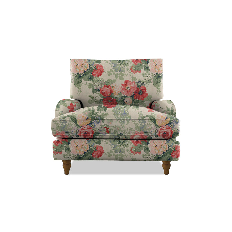 Isobel Armchair with Big Back Cushion in Natural Linen Classic Rose