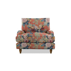 Isobel Armchair with Big Back Cushion in Natural Linen Coral Orange