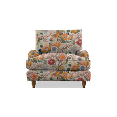 Isobel Armchair with Big Back Cushion in Magnolia Cream Blue