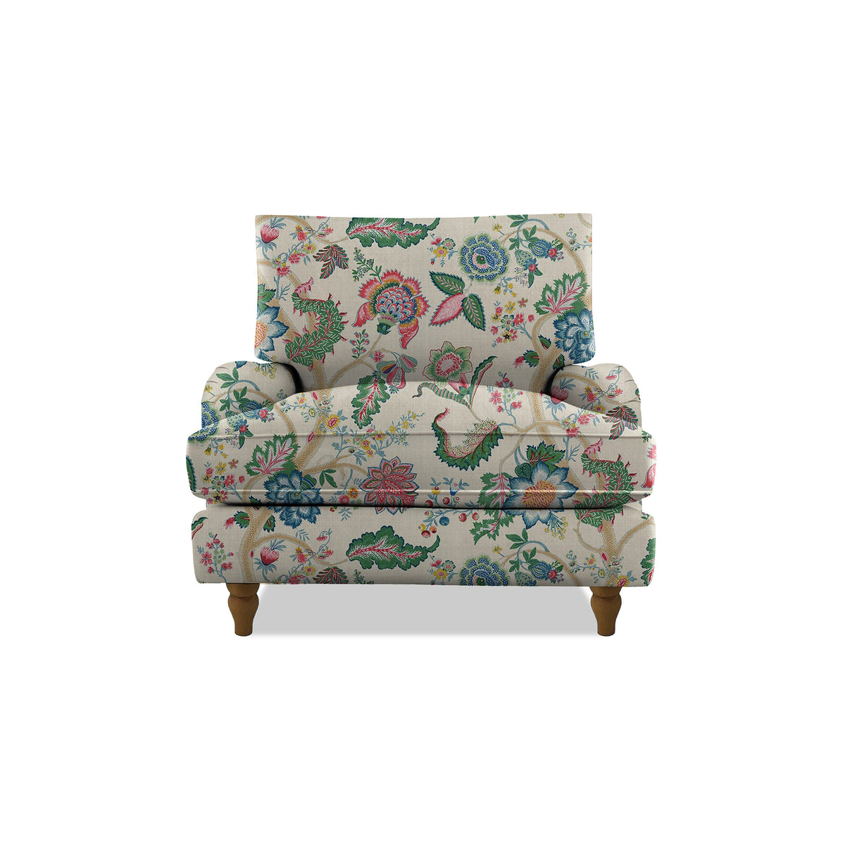 Isobel Armchair with Big Back Cushion in Natural Linen Kitty Spring Green