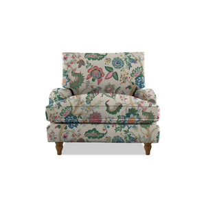 Isobel Armchair with Big Back Cushion in Natural Linen Kitty Spring Green