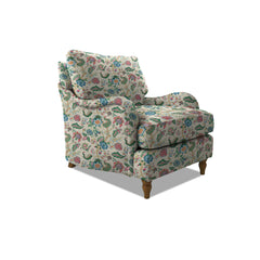 Isobel Armchair with Big Back Cushion in Natural Linen Kitty Spring Green