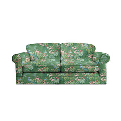 Salthrop Large Sofa with Big Back Cushion in Juniper with Pine Velvet Trim