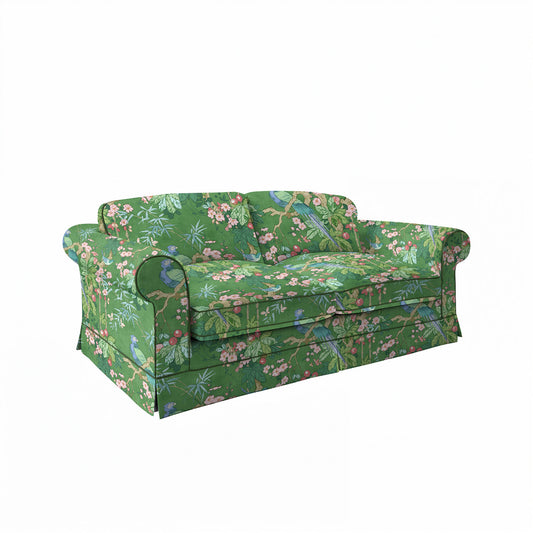 Salthrop Large Sofa with Big Back Cushion in Juniper with Pine Velvet Trim