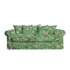Salthrop Large Sofa with Scatter Cushion in Juniper with Pine Velvet Trim