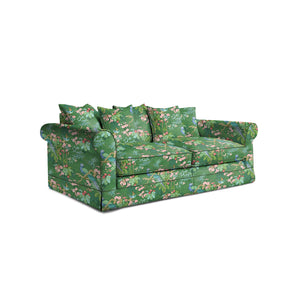 Salthrop Large Sofa with Scatter Cushion in Juniper with Pine Velvet Trim