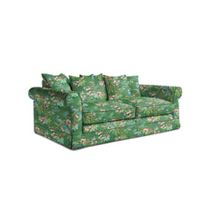 Salthrop Large Sofa with Scatter Cushion in Juniper with Pine Velvet Trim