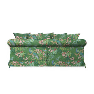 Salthrop Large Sofa with Scatter Cushion in Juniper with Pine Velvet Trim