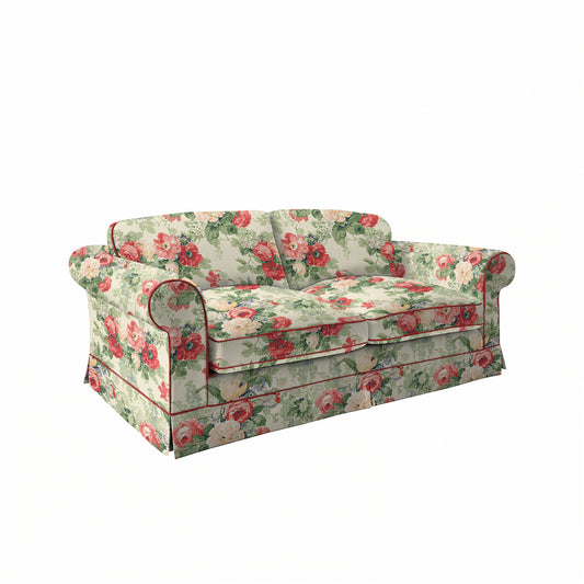 Salthrop Large Sofa with Big Back Cushion in Classic Rose with Rosewood Velvet Trim