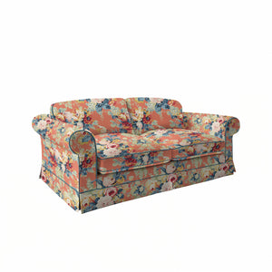 Salthrop Large Sofa with Big Back Cushion in Coral Orange with Lagoon Velvet Trim