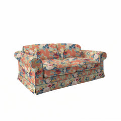 Salthrop Large Sofa with Big Back Cushion in Coral Orange with Lagoon Velvet Trim