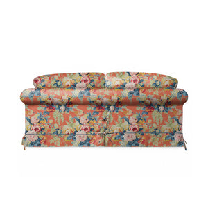 Salthrop Large Sofa with Big Back Cushion in Coral Orange with Lagoon Velvet Trim