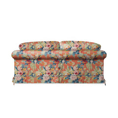 Salthrop Large Sofa with Big Back Cushion in Coral Orange with Lagoon Velvet Trim