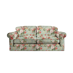 Salthrop Large Sofa with Big Back Cushion in Grey Skies with Green Tea Velvet Trim