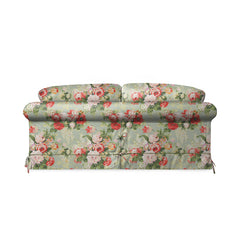 Salthrop Large Sofa with Big Back Cushion in Grey Skies with Green Tea Velvet Trim