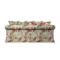 Salthrop Large Sofa with Scatter Cushion in Grey Skies with Green Tea Velvet Trim