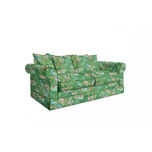 Salthrop Medium Sofa with Scatter Cushion in Juniper with Pine Velvet Trim