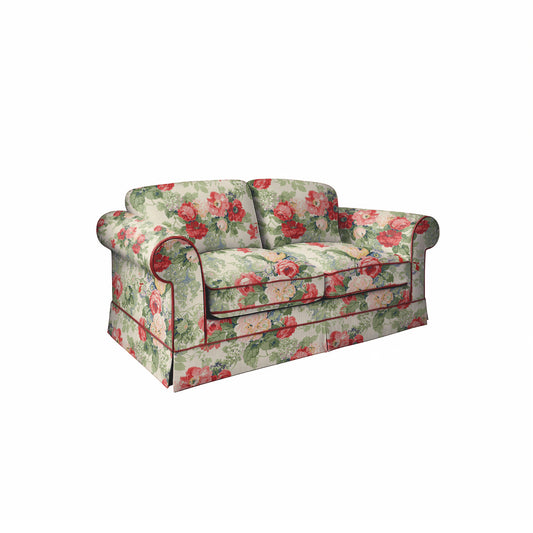 Salthrop Medium Sofa with Big Back Cushion in Classic Rose with Rosewood Velvet Trim