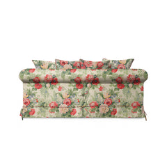 Salthrop Medium Sofa with Scatter Cushion in Classic Rose with Rosewood Velvet Trim