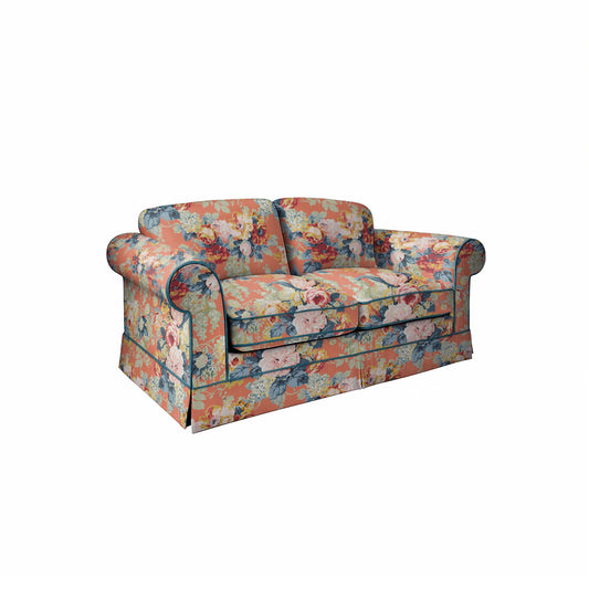 Salthrop Medium Sofa with Big Back Cushion in Coral Orange with Lagoon Velvet Trim