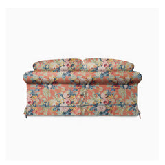 Salthrop Medium Sofa with Big Back Cushion in Coral Orange with Lagoon Velvet Trim