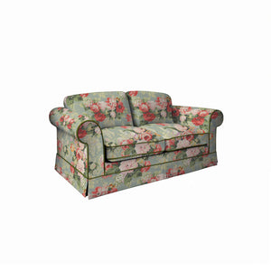 Salthrop Medium Sofa with Big Back Cushion in Grey Skies with Green Tea Velvet Trim