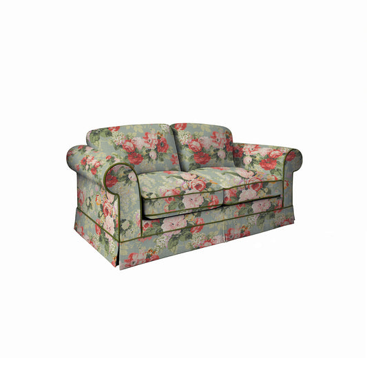 Salthrop Medium Sofa with Big Back Cushion in Grey Skies with Green Tea Velvet Trim