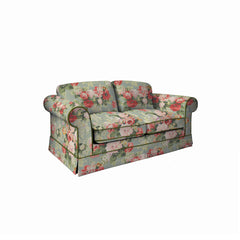 Salthrop Medium Sofa with Big Back Cushion in Grey Skies with Green Tea Velvet Trim