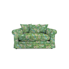 Salthrop Loveseat with Scatter Cushion in Juniper with Pine Velvet Trim