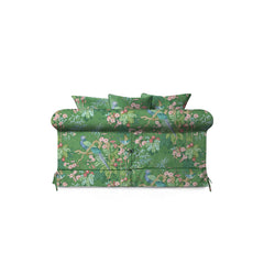 Salthrop Loveseat with Scatter Cushion in Juniper with Pine Velvet Trim