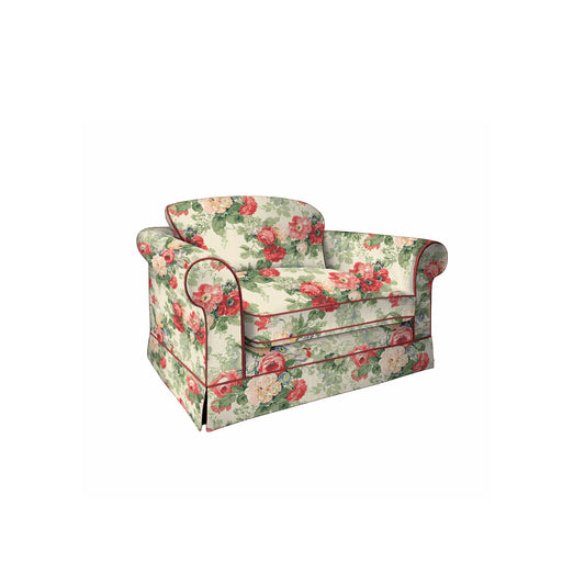 Salthrop Loveseat with Big Back Cushion in Classic Rose with Rosewood Velvet Trim