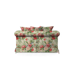 Salthrop Loveseat with Scatter Cushion in Classic Rose with Rosewood Velvet Trim
