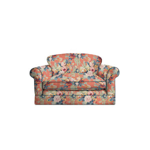 Salthrop Loveseat with Big Back Cushion in Coral Orange with Lagoon Velvet Trim