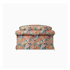 Salthrop Loveseat with Big Back Cushion in Coral Orange with Lagoon Velvet Trim