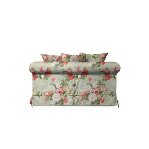 Salthrop Loveseat with Scatter Cushion in Grey Skies with Green Tea Velvet Trim