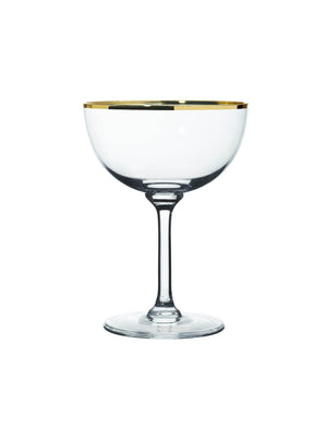 Six Champagne Saucers with Gold Rims by Vintage List