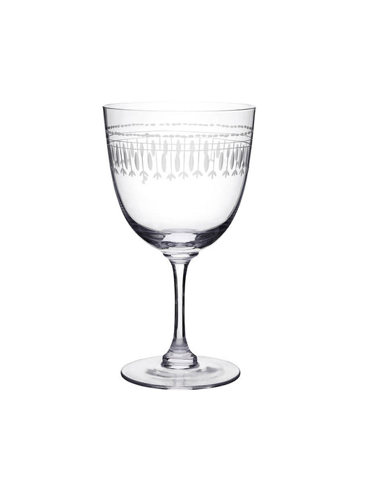 Four Rose Wine Glasses with Ovals Design by Vintage List