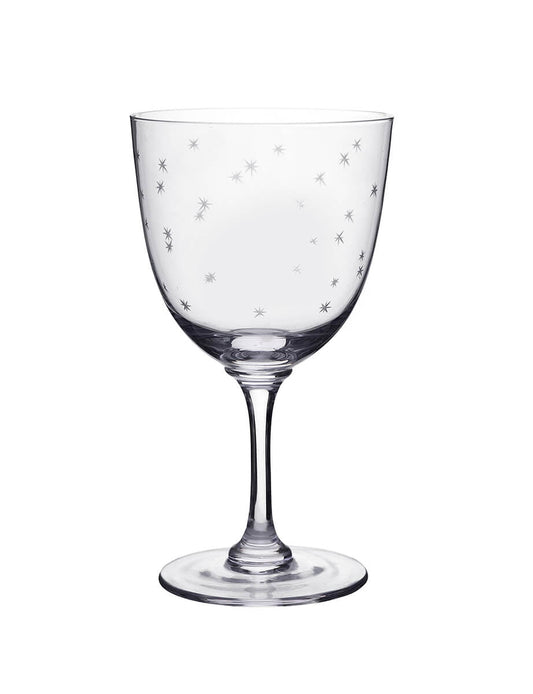 Six Wine Glasses with Stars Design by Vintage List