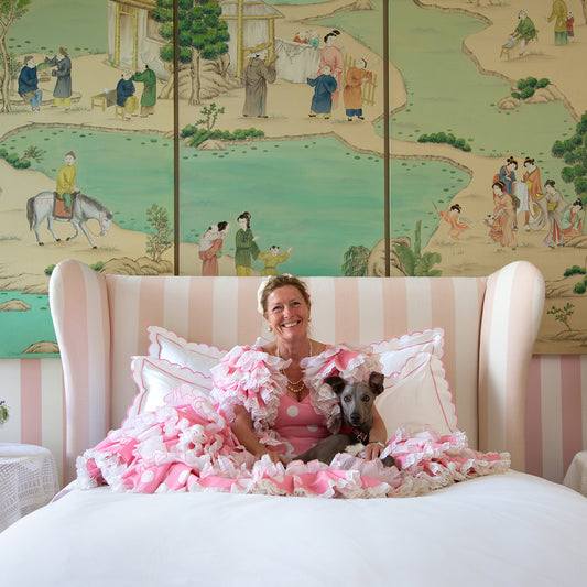 Celeste Bed in Blush Ivory Stripe