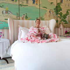 Celeste Bed in Blush Ivory Stripe