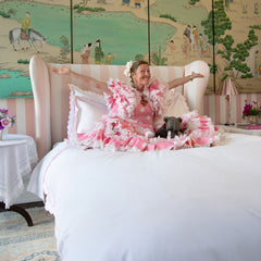 Celeste Bed in Blush Ivory Stripe