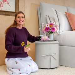 Lullabelle Bedside Drum in Natural Linen