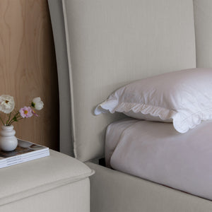 Seraphine Pillow Back Ottoman Bed in Linen