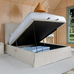 Seraphine Pillow Back King Ottoman Bed in Linen