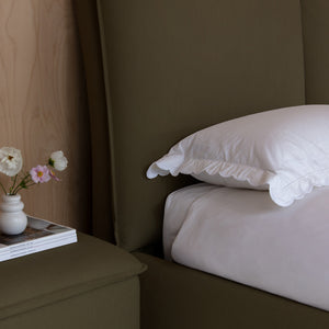 Seraphine Pillow Back Ottoman Bed in Olive