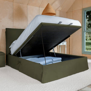 Seraphine Pillow Back Ottoman Bed in Olive