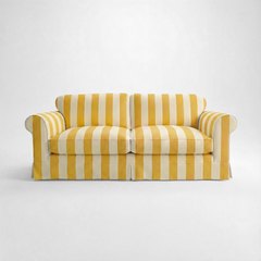 Barton Large Sofa with Big Back Cushions in Dandelion Stripe - Made To Order