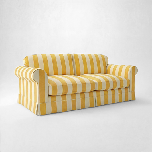 Barton Large Sofa with Big Back Cushions in Dandelion Stripe - Made To Order